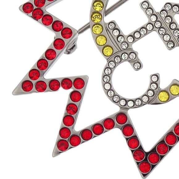 Chanel Brooch Pin Rhinestone Silver Red B17K 196462 - Picture 2 of 4